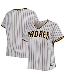 Women's White, Brown San Diego Padres Plus Size Road Replica Team Jersey