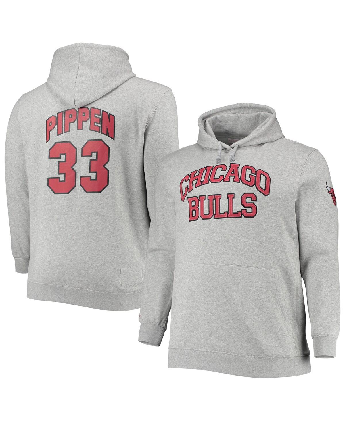 Mitchell & Ness Scottie Pippen Heathered Gray Chicago Bulls Big & Tall Name & Number Pullover Hoodie In Heathered Gray