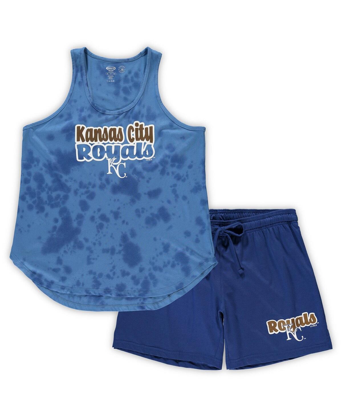 Concepts Sport Women's  Royal Kansas City Royals Plus Size Cloud Tank Top And Shorts Sleep Set In Royal