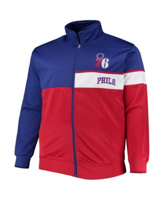 Men's Royal, Red Philadelphia 76ers Big and Tall Pieced Body Full-Zip Track Jacket