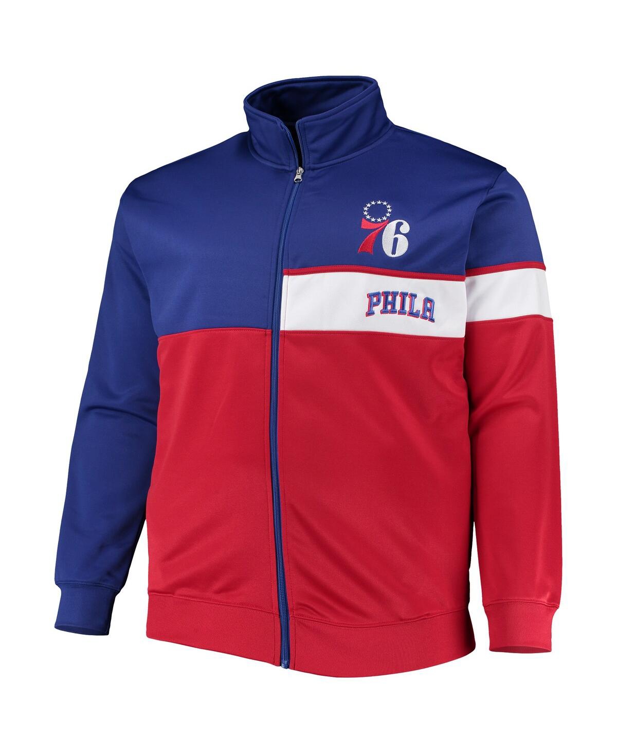 Shop Profile Men's Royal, Red Philadelphia 76ers Big And Tall Pieced Body Full-zip Track Jacket In Royal,red