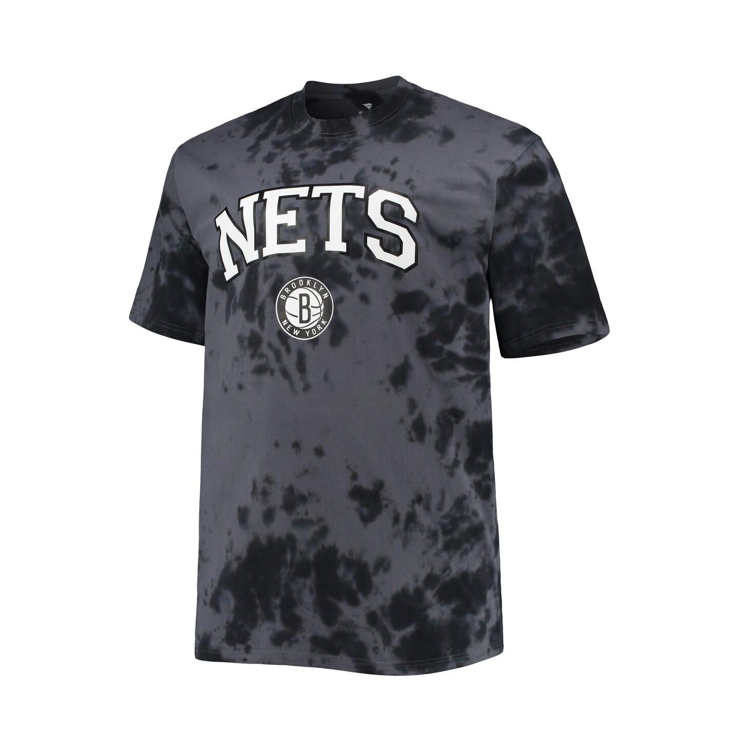Мужская футболка Profile Black Brooklyn Nets Big and Tall Marble Dye Tonal Performance — фото 3