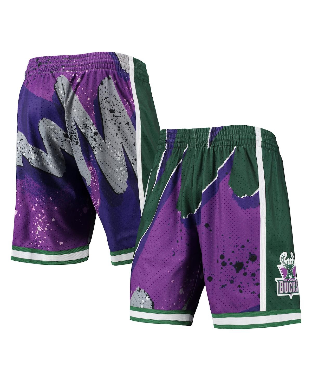 Shop Mitchell & Ness Men's  Purple Milwaukee Bucks Hardwood Classics 2000 Hyper Hoops Swingman Shorts