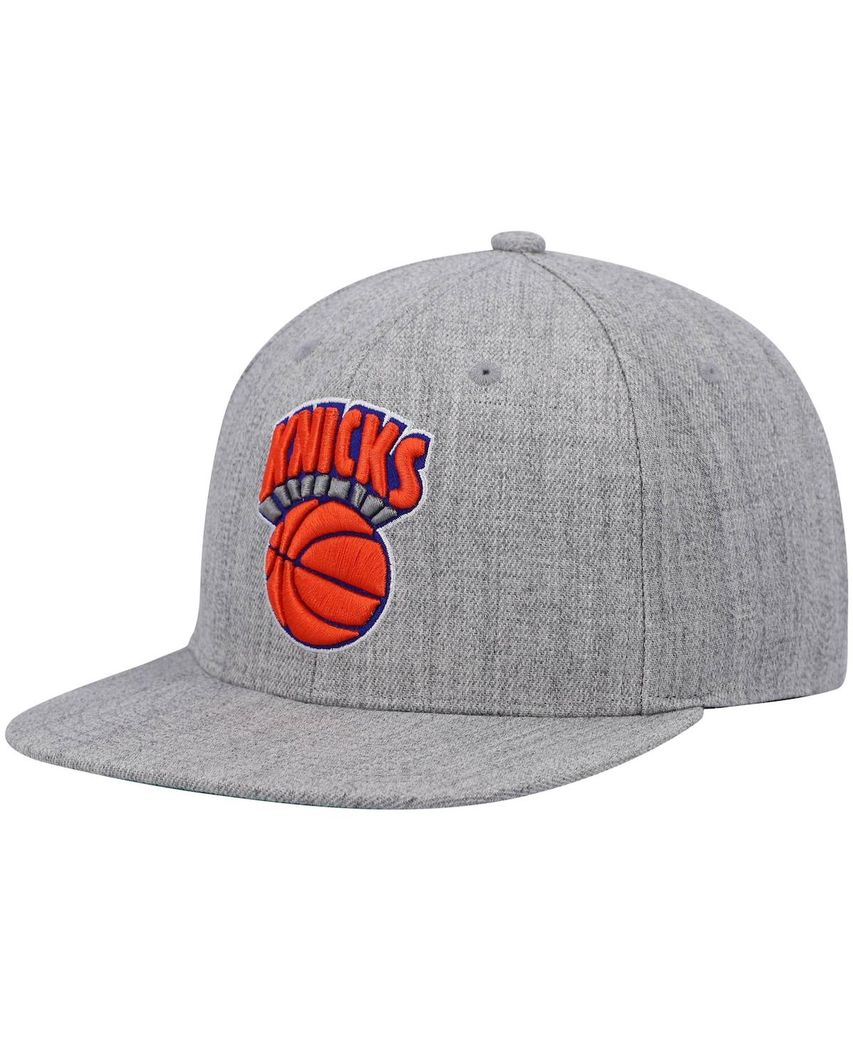 Shop Mitchell & Ness Men's  Heathered Gray New York Knicks Hardwood Classics Team 2.0 Snapback Hat