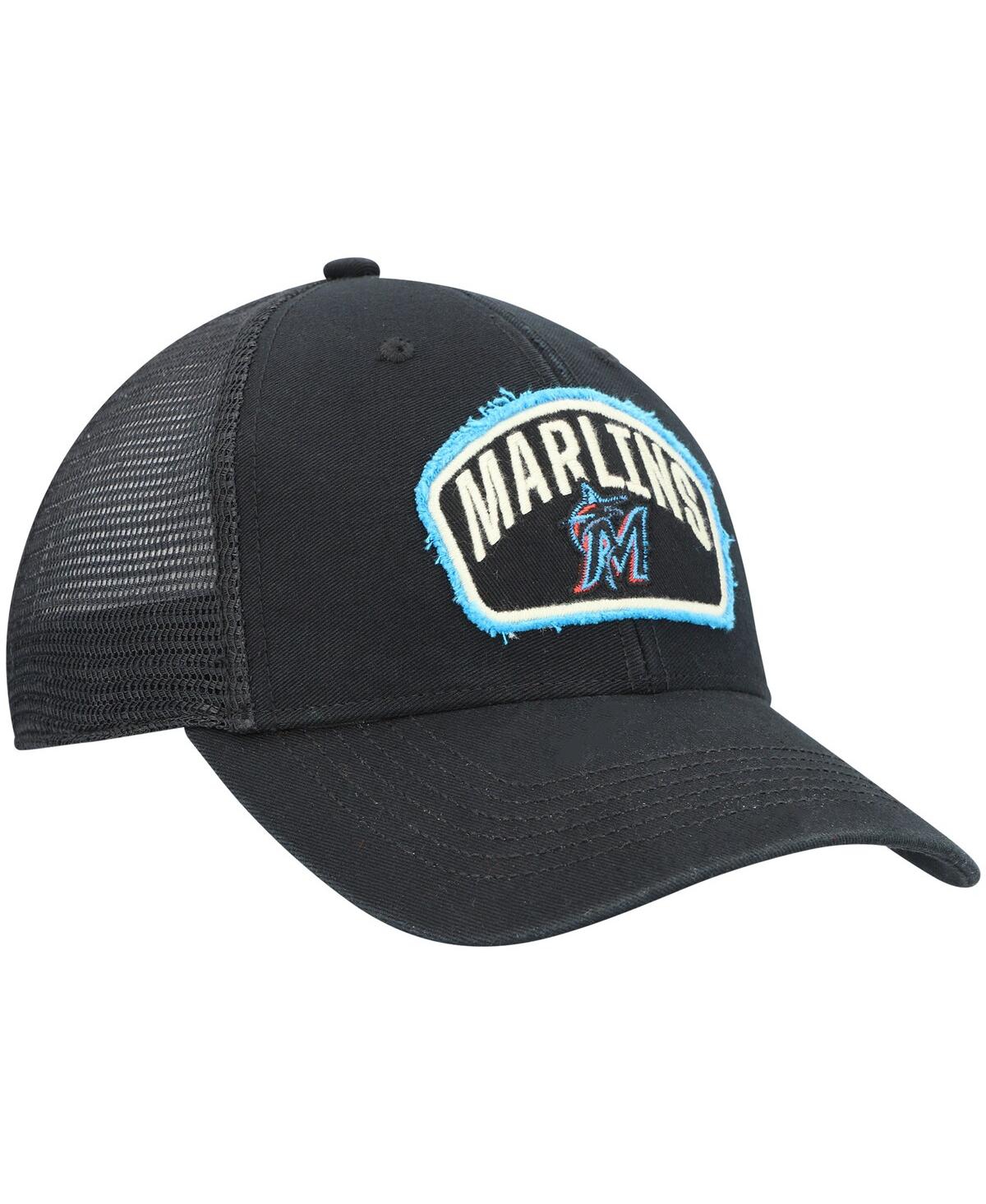 Men's '47Miami Marlins Cledus Mvp Trucker Snapback Hat - Black