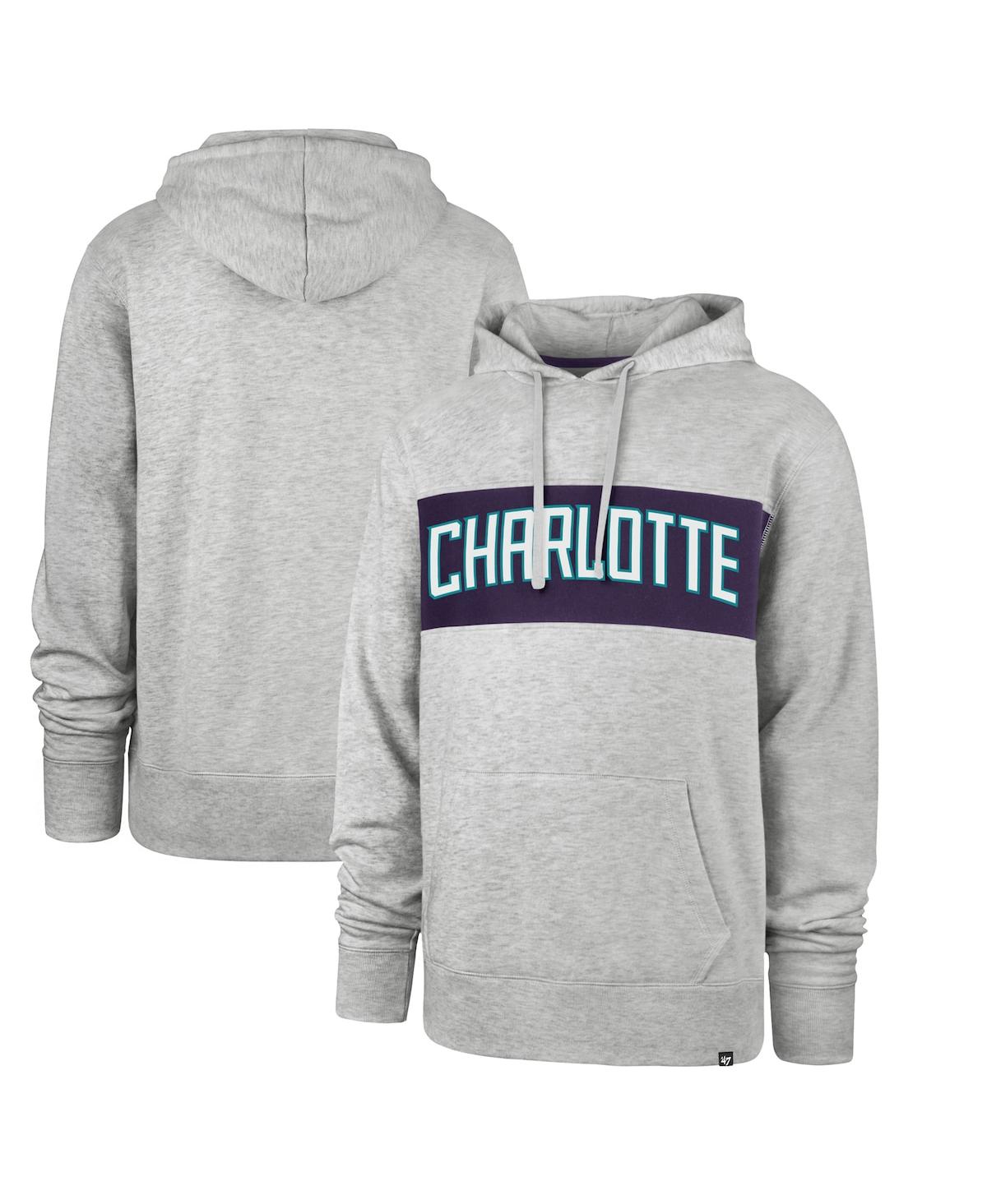 Men's '47 Gray Charlotte Hornets 2021/22 City Edition Wordmark Chest Pass Pullover Hoodie - Gray