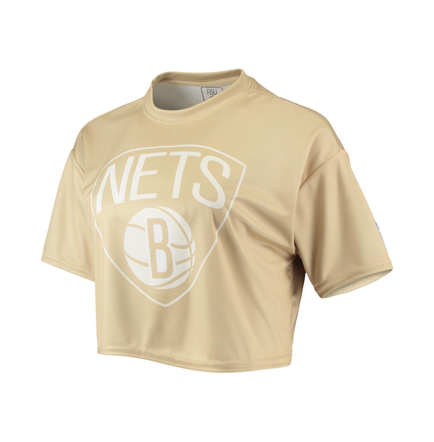 Женский топ NBA Exclusive Collection Tan Brooklyn Nets Sand Crop — фото 3