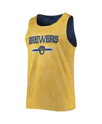 Men's Navy, Gold Milwaukee Brewers Floral Reversible Mesh Tank Top