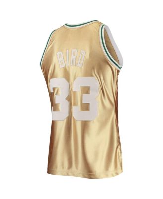 Men's Larry Bird Gold Boston Celtics 75th Anniversary 1985-86 Hardwood Classics Swingman Jersey