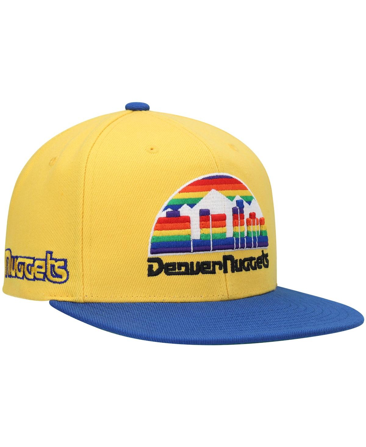 Men's Mitchell & Nessand Royal Denver Nuggets Hardwood Classics Snapback Hat - Gold, Royal