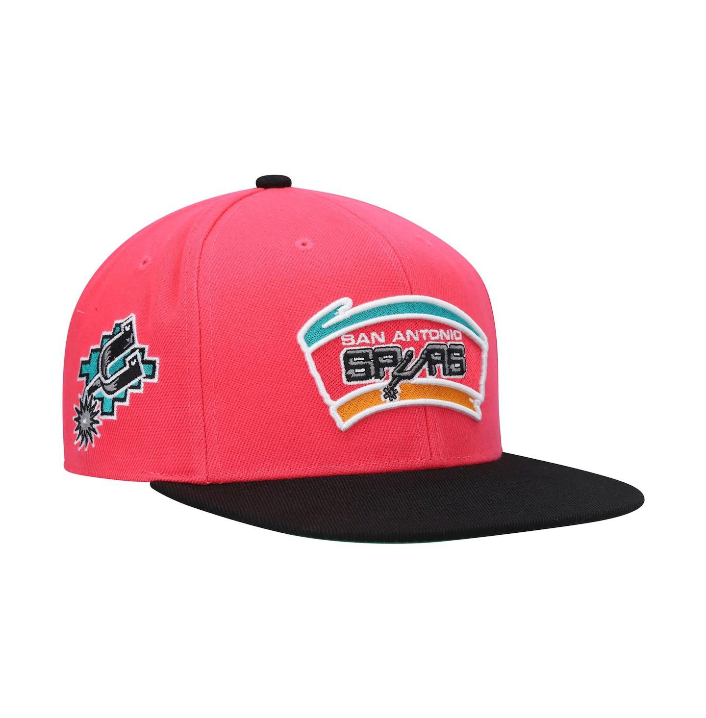 Мужская кепка Mitchell & Ness Pink San Antonio Spurs Hardwood Classics Snapback Hat — фото 1
