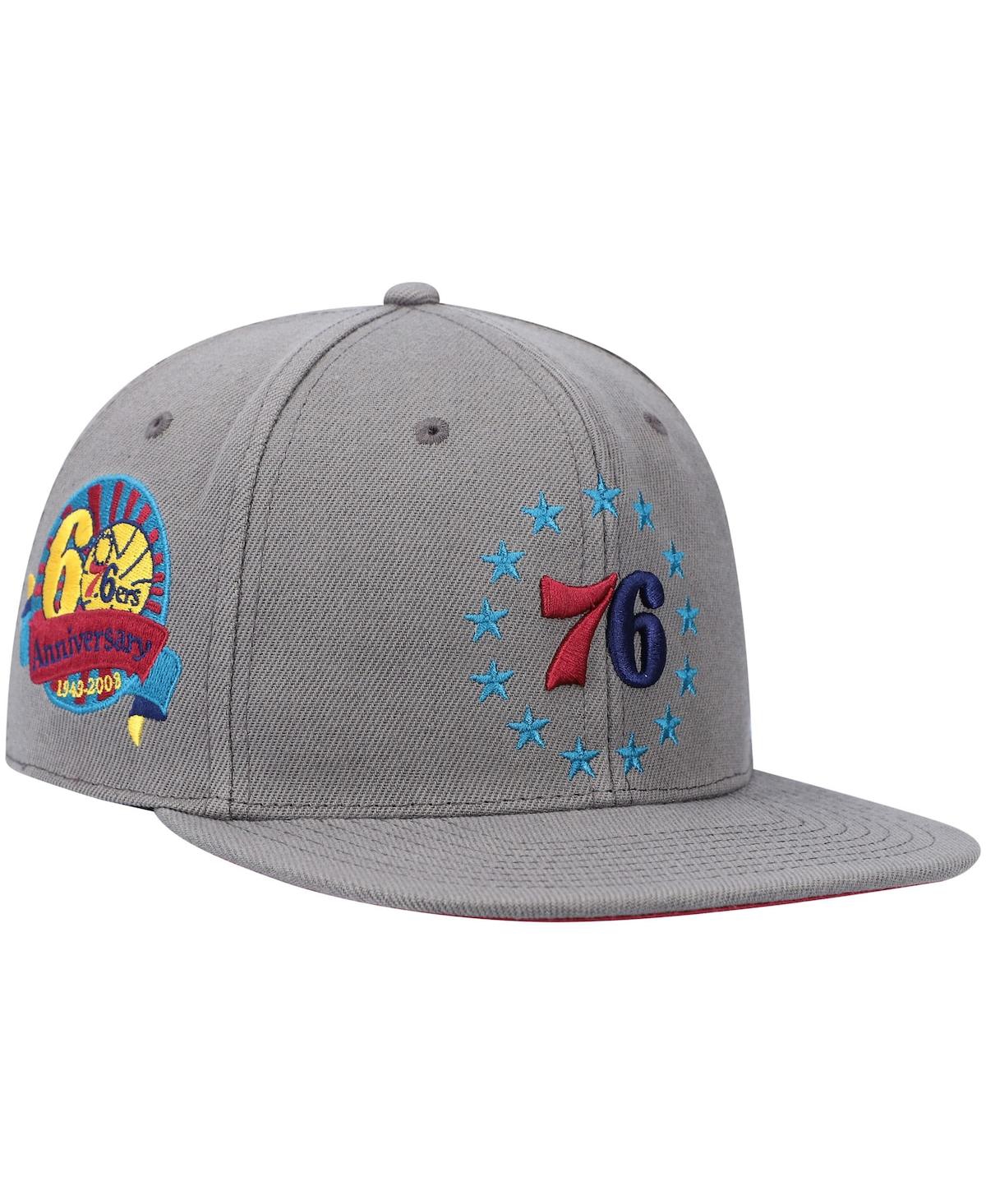 Mitchell & Ness Charcoal Philadelphia 76ers Hardwood Classics 60th Anniversary Carbon Cabernet Fitte In Charcoal