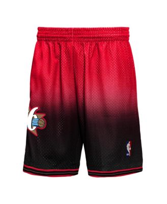 Men's  Black, Red Philadelphia 76Ers 2000/01 Hardwood Classics Fadeaway Reload 3.0 Swingman Shorts