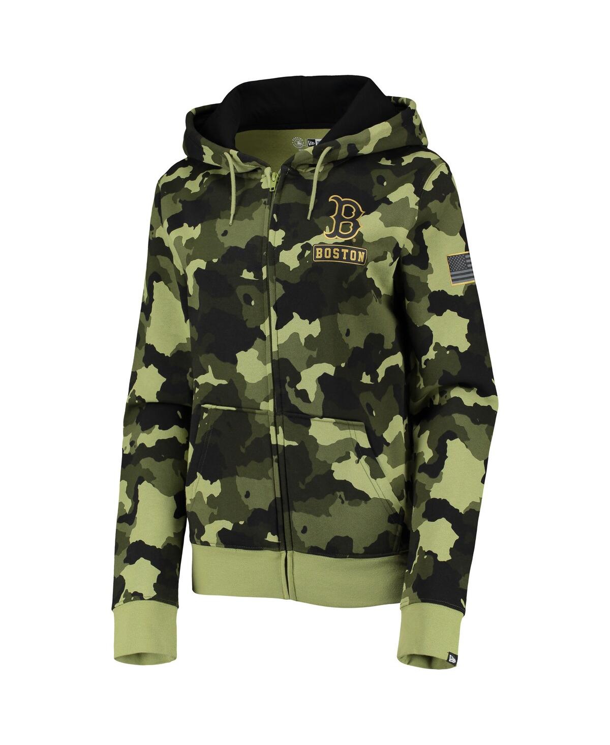 Shop New Era Women's  Green Boston Red Sox 2022 Mlb Armed Forces Day Camo Full-zip Hoodie