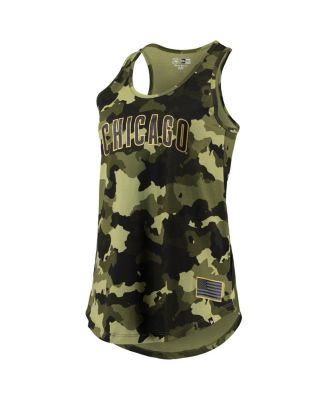 Women's Green Chicago Cubs 2022 MLB Armed Forces Day Camo Racerback Tank Top