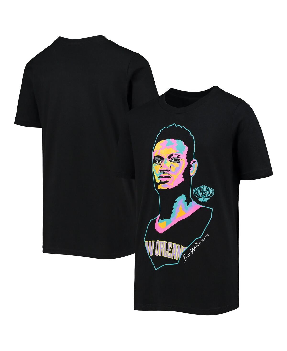 Outerstuff Kids' Big Boys Zion Williamson Black New Orleans Pelicans Artist Series T-shirt