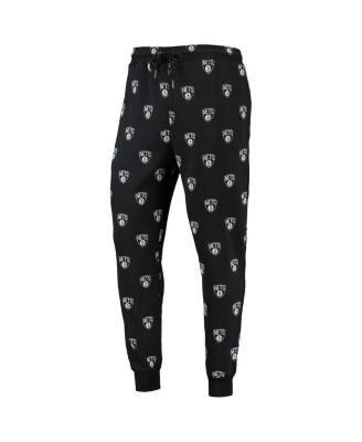 Men's Black Brooklyn Nets Allover Logo Jogger Pants