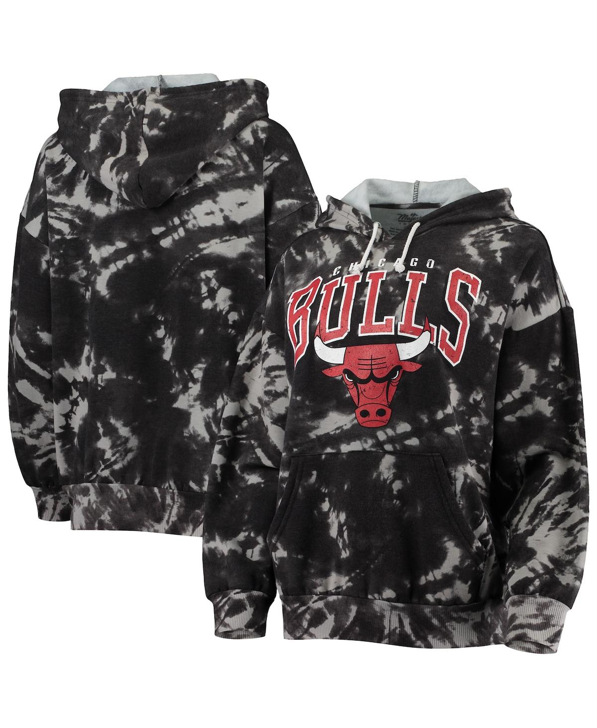 Shop Majestic Women's  Threads Black Chicago Bulls Burble Tie-dye Tri-blend Pullover Hoodie