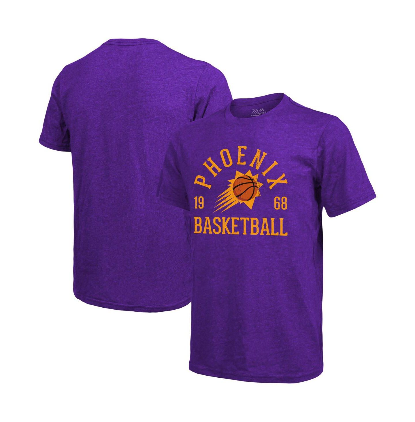 Мужская футболка Majestic Threads Heathered Purple Phoenix Suns Ball Hog Tri-Blend — фото 4