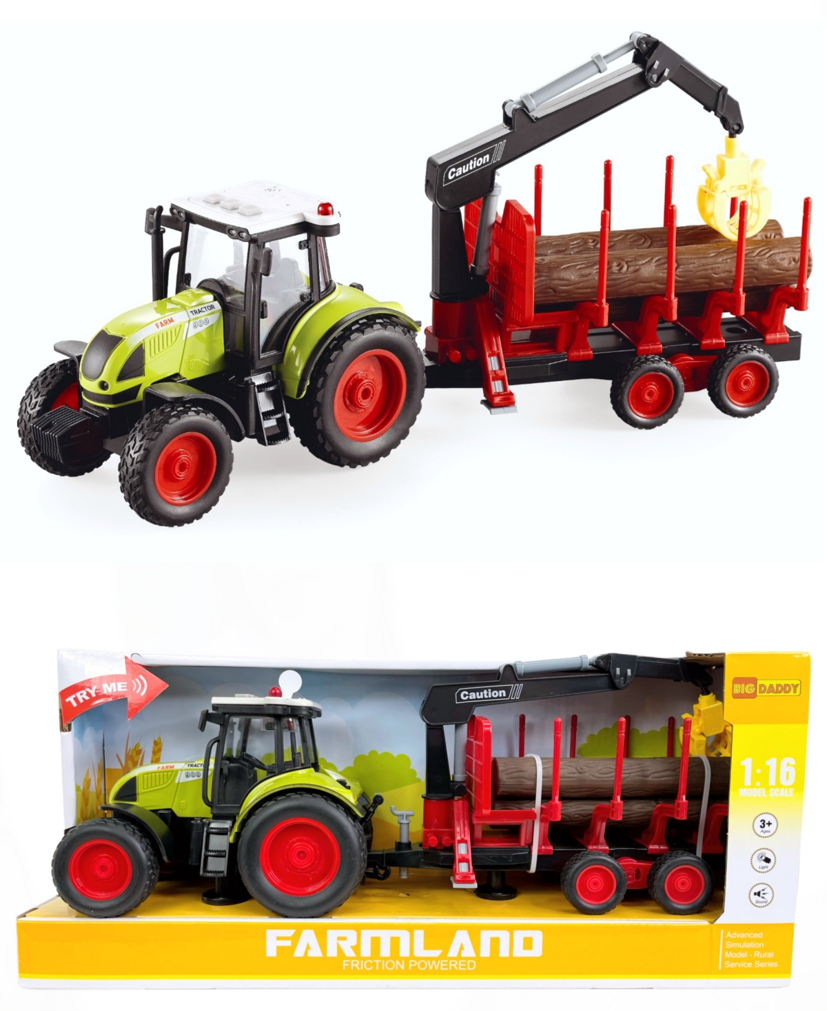 Shop Big Daddy Farmland Lumber Transport With Excavator Arm Farming Tractor Trailer In Multi Colored Plastic