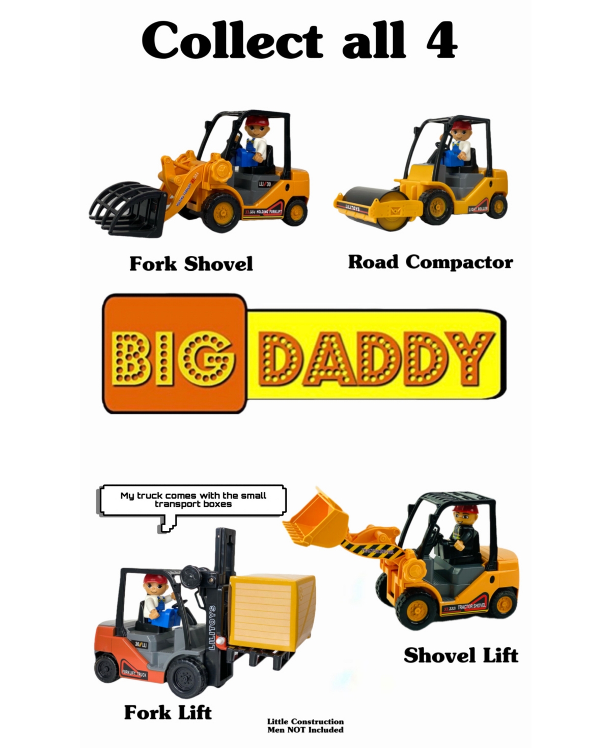 Shop Big Daddy Trucks Combo Series With 4 Light Weight Construction Tractor Trailers In Multi Colored Plastic