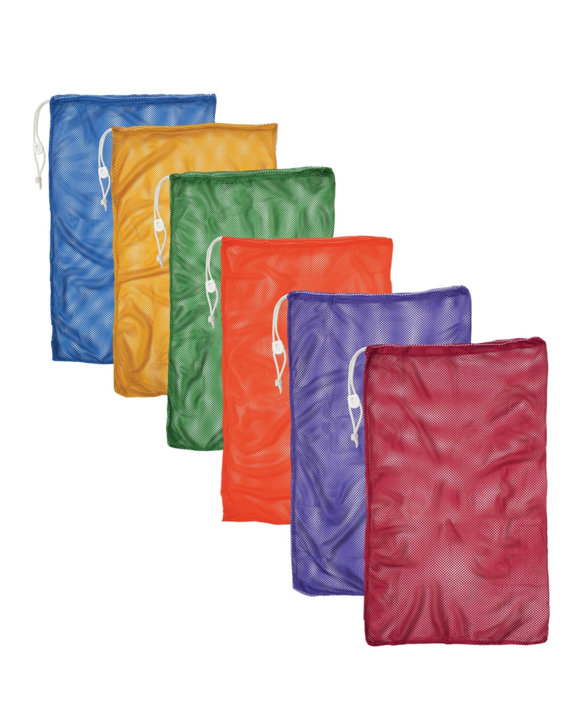Champion Sports 24" X 36" Mesh Equipment Bag, Pack Of 6 In Green,orange,purple,royal Blue,red