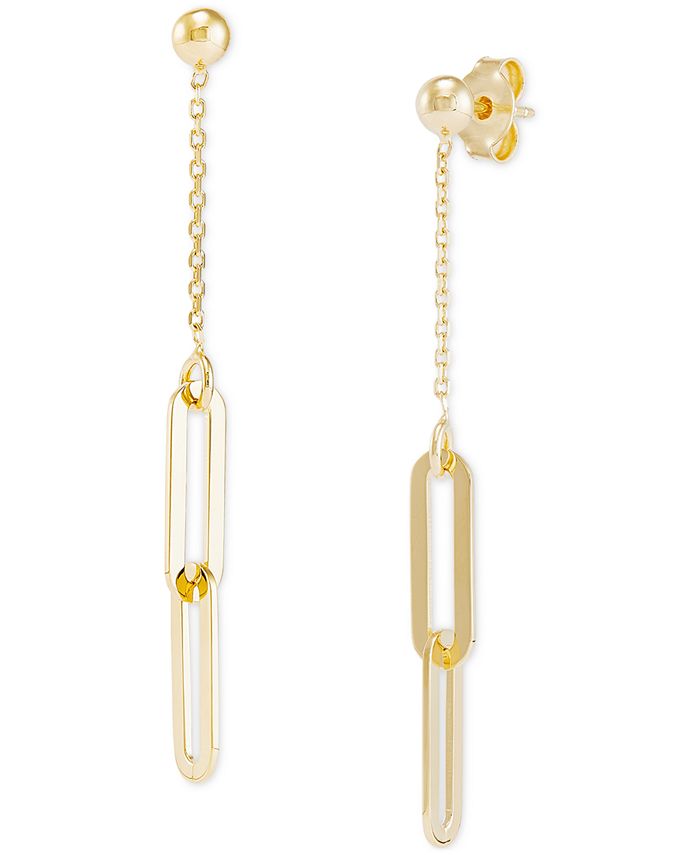Macy's Polished Paperclip Drop Earrings in 14k Gold Macy's