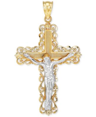 Macy's Crucifix Filigree Pendant in 14k Two-Tone Gold - Macy's