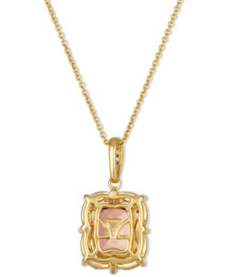 Peach Morganite (1-1/2 ct. t.w.) & Diamond (1/4 ct. t.w.) 20" Adjustable Pendant Necklace in 14k Gold