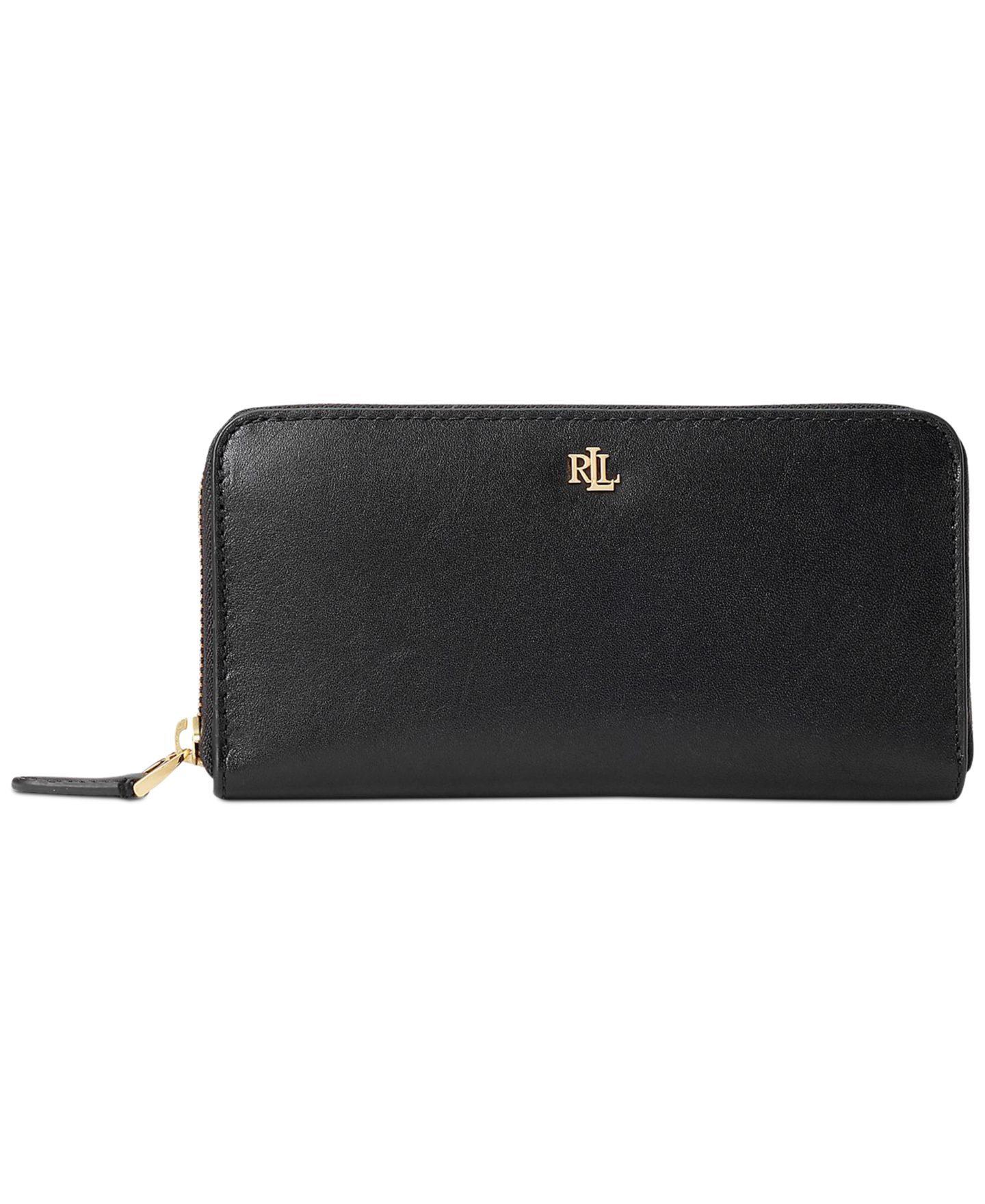 Женский кошелёк Lauren Ralph Lauren Full-Grain Leather Large Zip Continental Wallet, цвет: Чёрный — фото 1