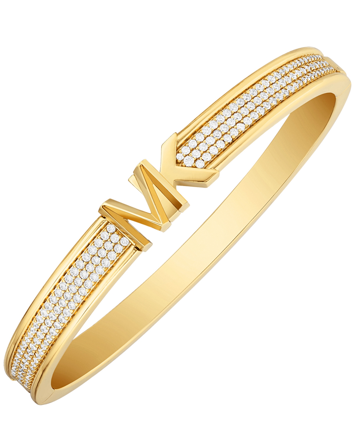 Michael Kors Brass Pave Bangle Bracelet In Gold Plating