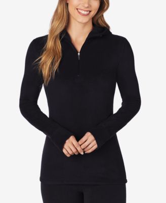 Cuddl Duds - Petite Half-Zip Thumbhole Stretch Fleece Hoodie