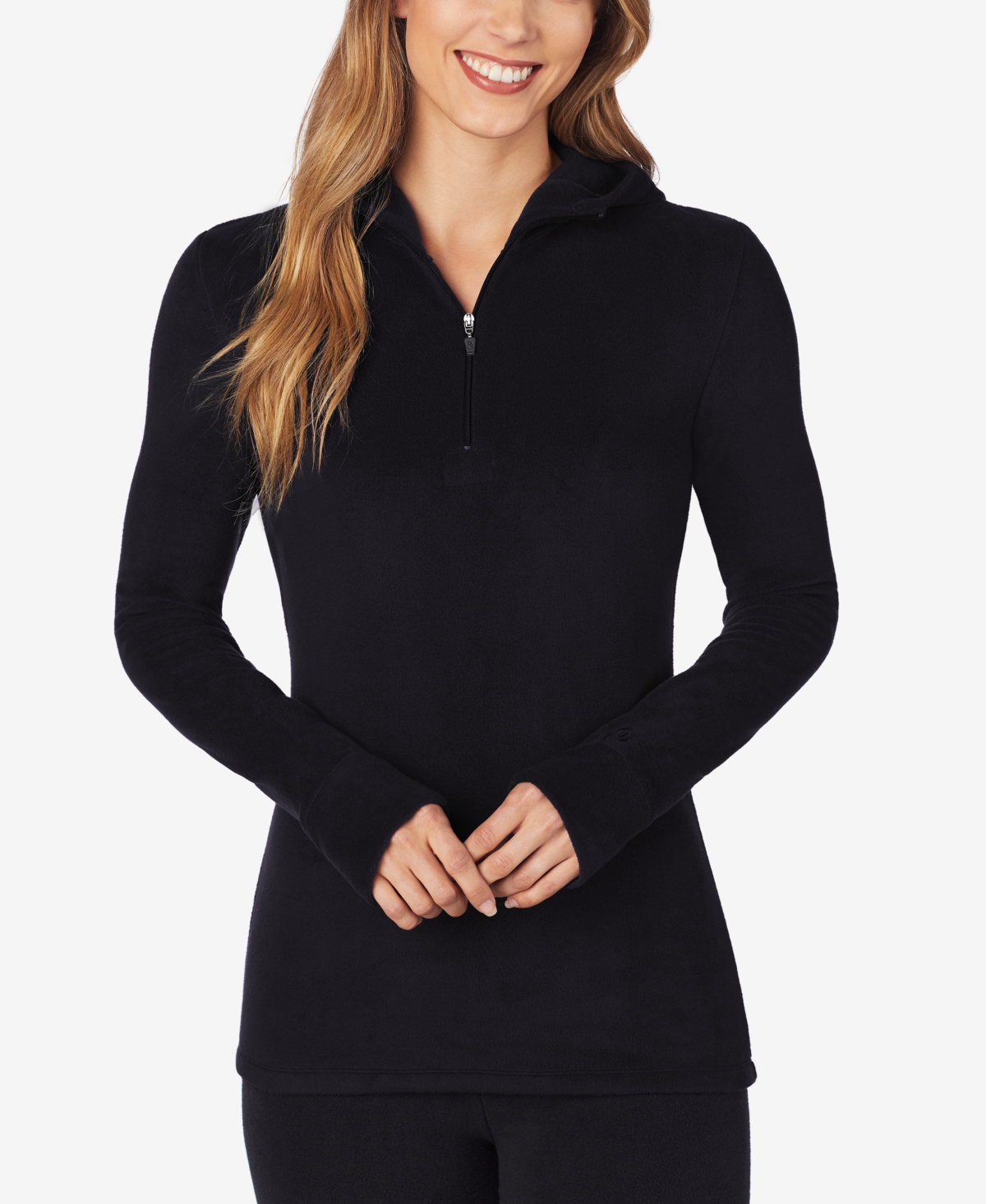 Women's Fleecewear Long-Sleeve Half-Zip Hoodie - Black