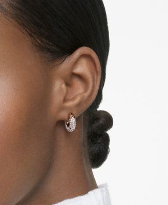 Gold-Tone Pav&eacute; Crystal Dextera Hoop Earrings, 0.62"