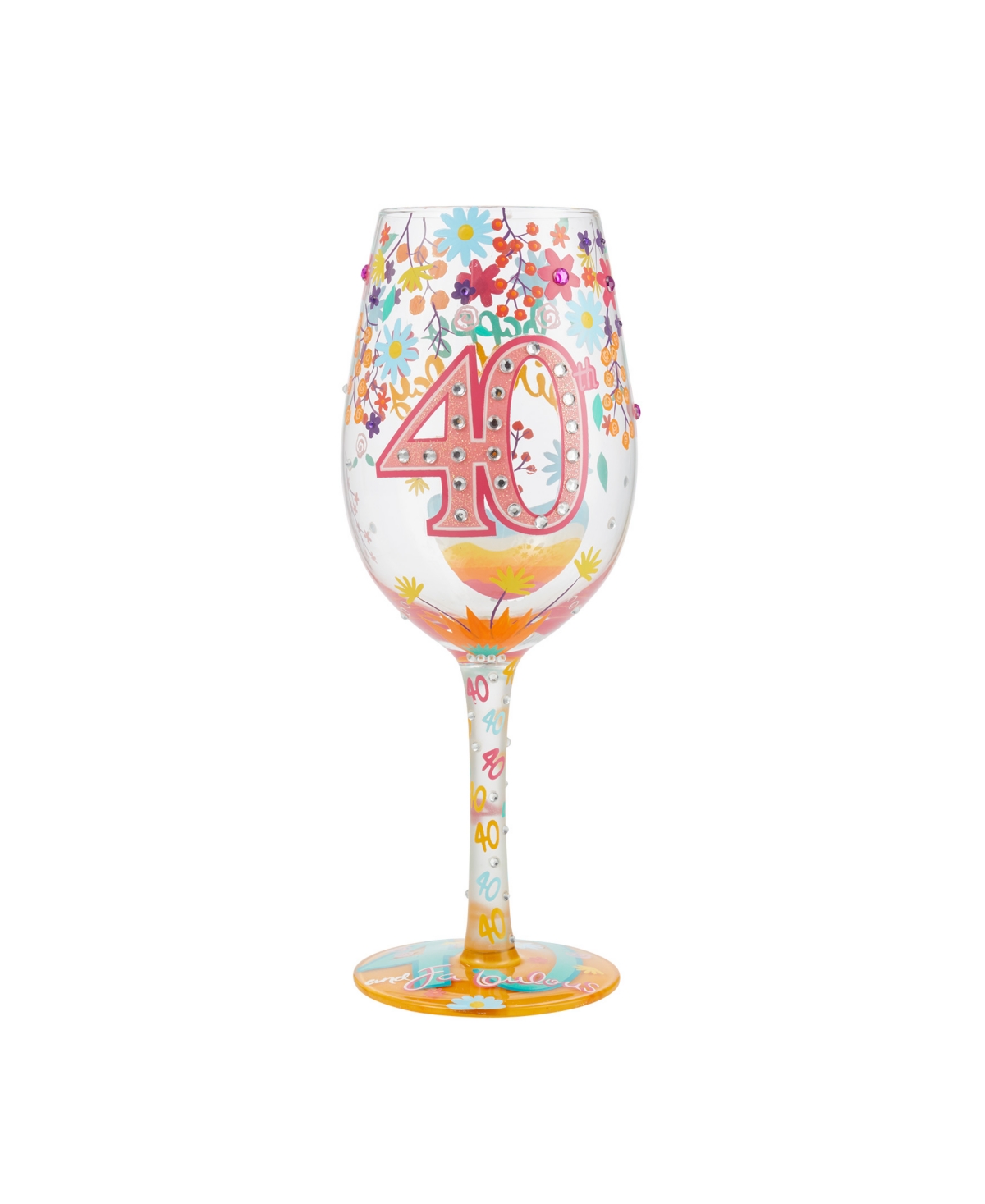 Enesco Lolita Happy 40th Birthday Wine Glass, 16 oz In Multi
