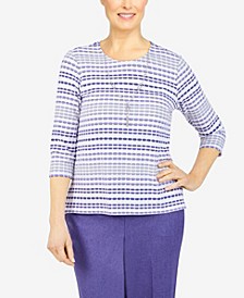 Women's Tivoli Gardens Texture Stripe Top with Removable Necklace
