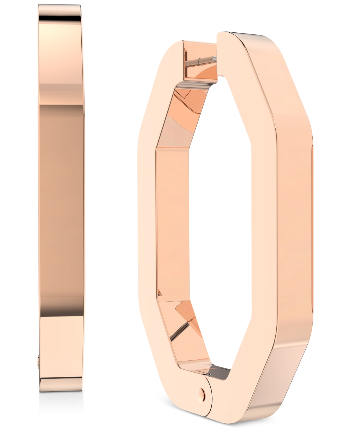 Swarovski Rose Gold-Tone Pave Octagon Hoop Earrings - Rose Gold-Tone