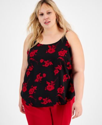 Bar III - Plus Size Floral-Print Camisole, Created for Macy's