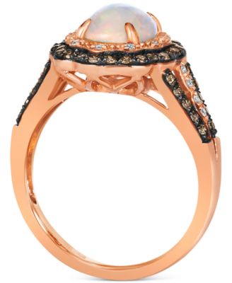 Neopolitan Opal (7/8 ct. t.w.) & Diamond (1/2 ct. t.w.) Halo Ring in 14k Rose Gold