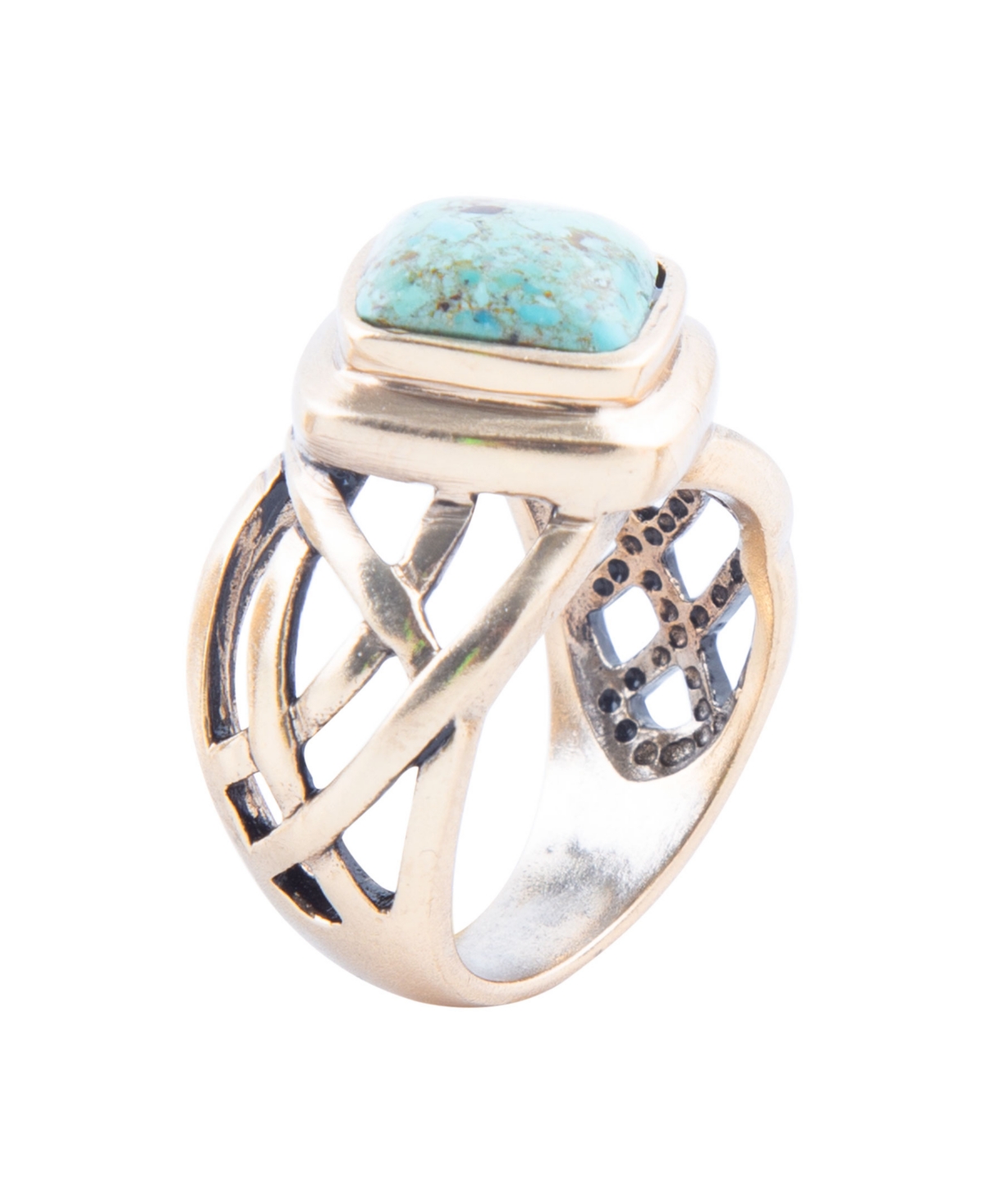 Marvelous Bronze and Genuine Turquoise Band Ring - Turquoise