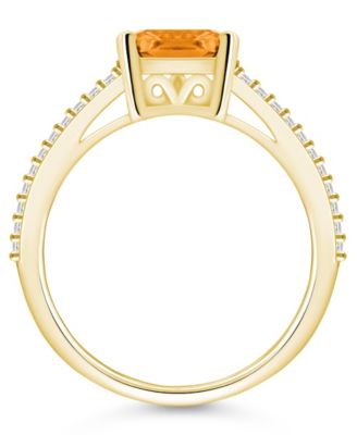 Citrine and Diamond Accent Ring in 14K Yellow Gold