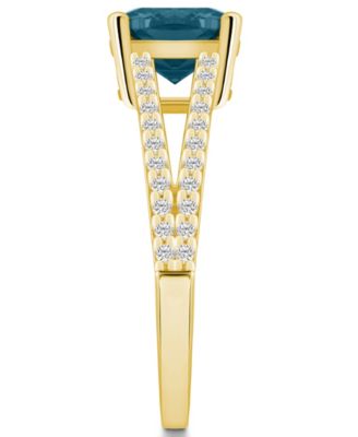 London Blue Topaz and Diamond Accent Ring in 14K Yellow Gold