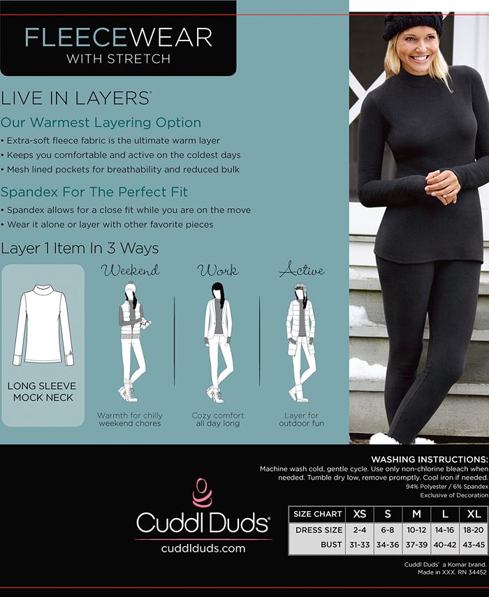 Cuddl Duds Women's Fleecewear with Stretch Long Sleeve Mock Turtleneck