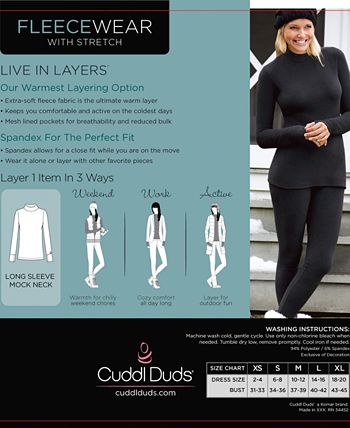 Cuddl Duds Women's Fleecewear with Stretch Long Sleeve Mock Turtleneck -  Macy's