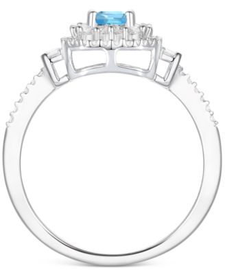 Garnet (3/4 ct. t.w.) & Lab-Grown White Sapphire (1/2 ct. t.w.) Halo Statement ring in 14k Rose Gold-Plated Sterling Silver