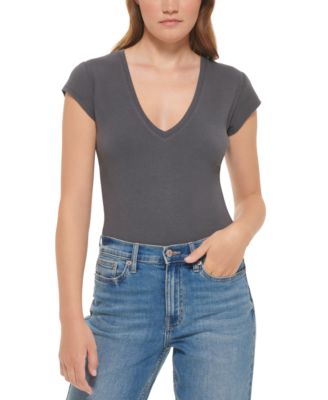 Calvin Klein Jeans - Women's Cap-Sleeve V-Neck Bodysuit
