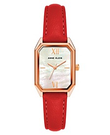 Women's Red genuine leather Strap Watch, 24mm