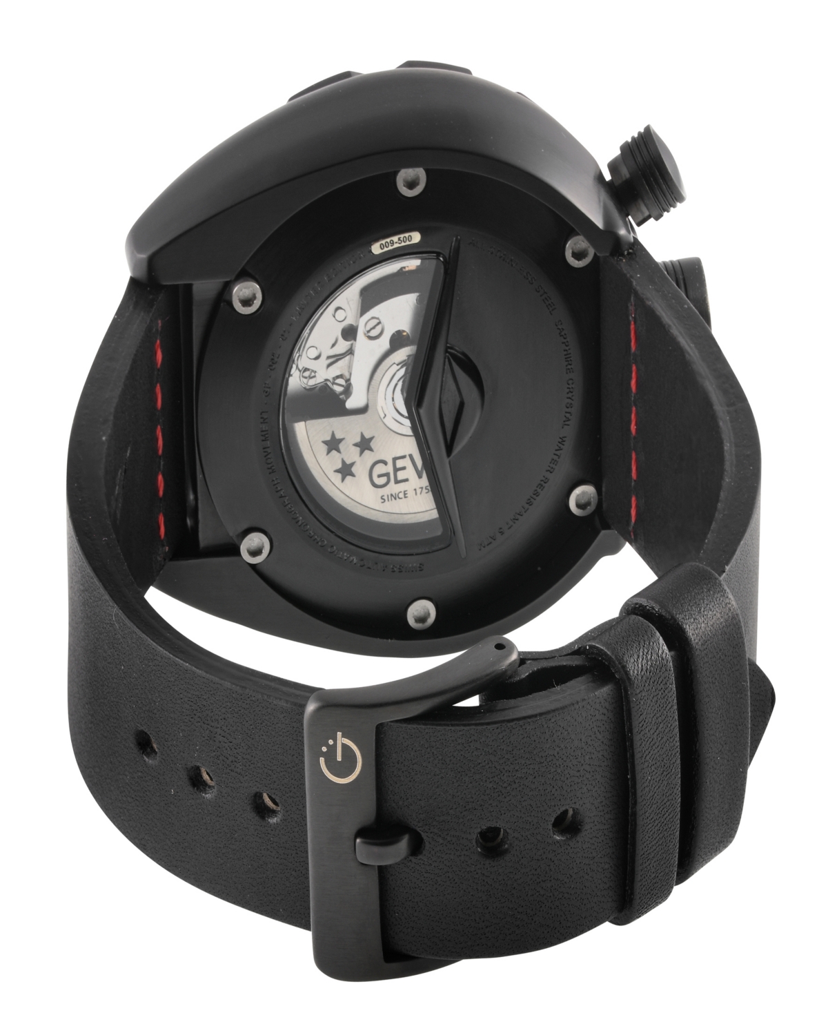 Gevril Men's Canal Street Chrono Swiss Automatic ItalianLeather Strap Watch 48mm - Black