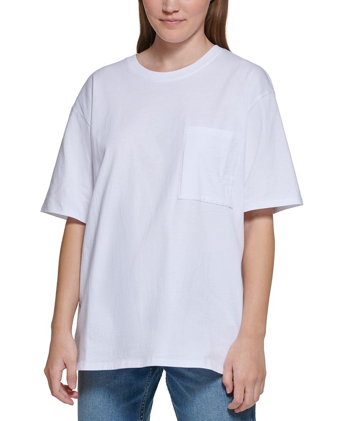 Calvin Klein Jeans Women's Cotton Tribeca Oversized T-Shirt & Reviews -  Tops - Juniors - Macy's