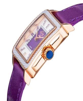 Women's Padova Gemstone Swiss Quartz Italian Wine Leather Strap Watch 30mm